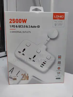 Ldnio Power Strip With 2 Sockets + Pd Type-C Port + 3.0 Usb