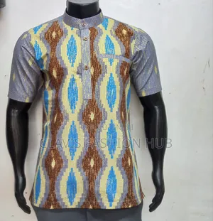 Grey Kitenge Short Sleeved Shirt