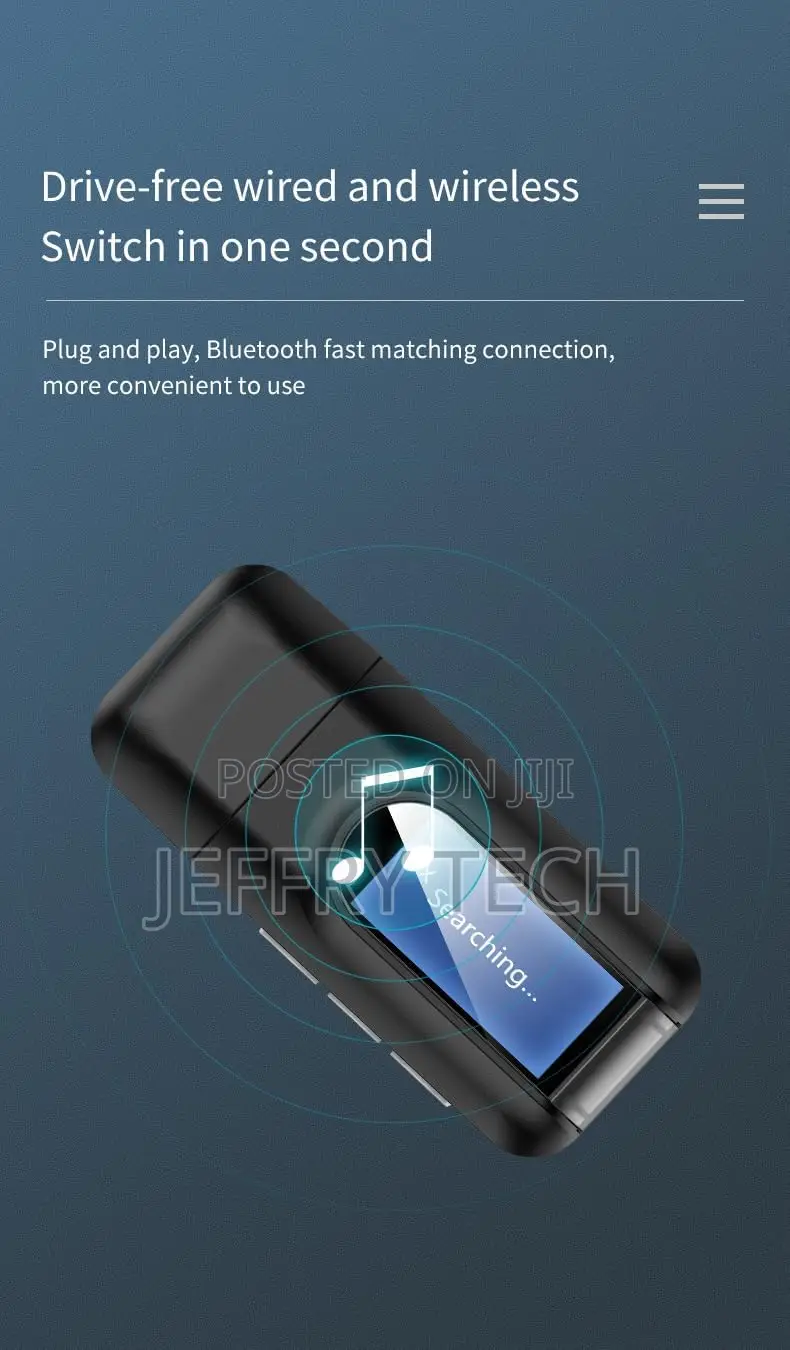 Bluetooth 5.0 Transmitter Receiver With LCD Display Screen