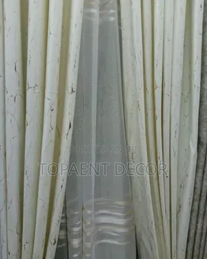 Cream Shinny Window Curtains and White Classy Sheers