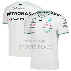 Mercedes 2025 White F1 Round Neck Jersey