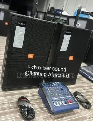 4ch Powered Mixer + (2)Jbl Mid Speakers+Wireless Microphone