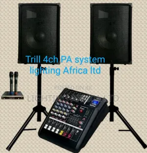 (2)Trill 15" Mid Speakers - 4 Channels Powered Mixer - Wireless Mic
