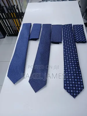 Blue Ties With Pocket Square