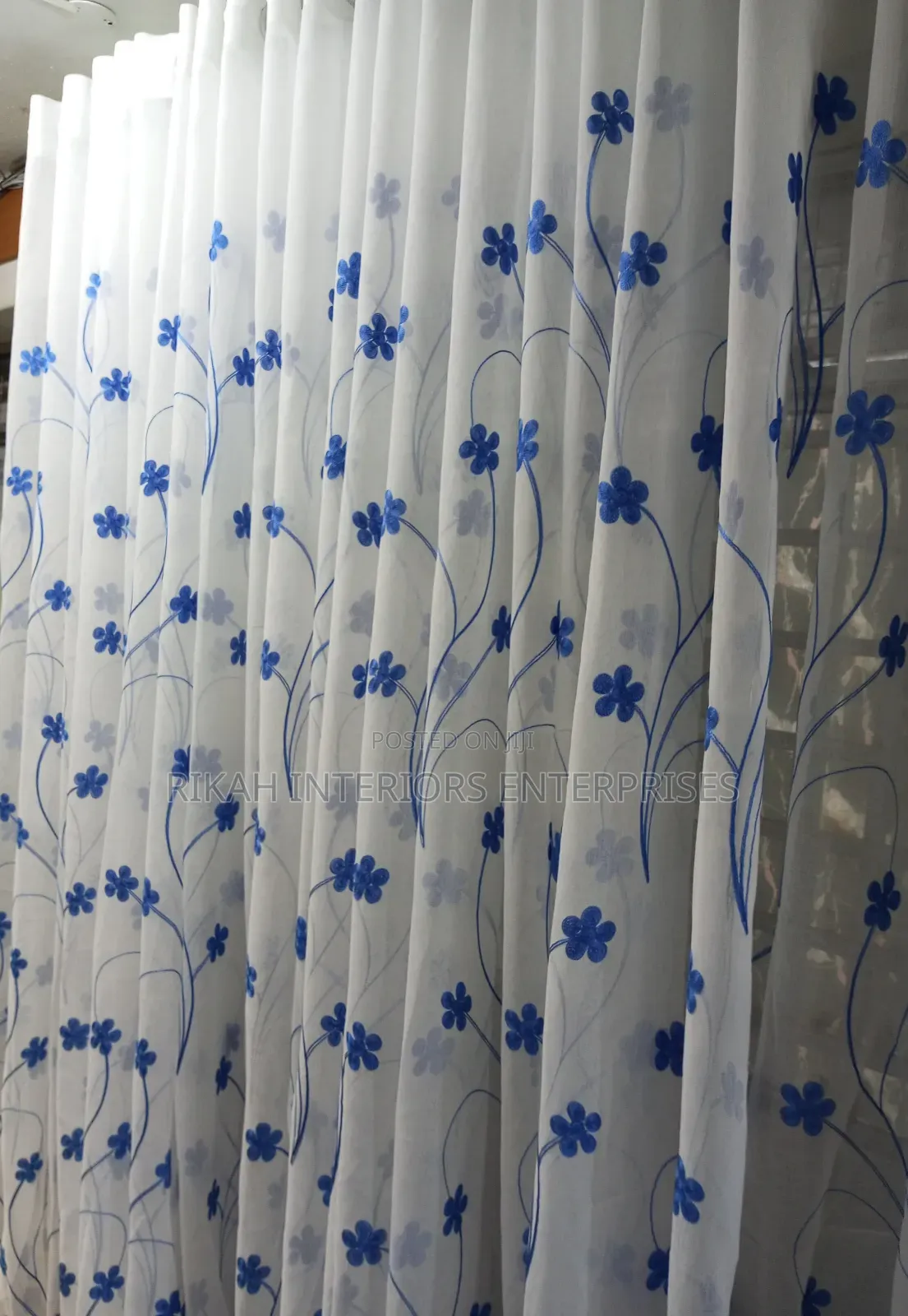 White Sheers With Blue Details