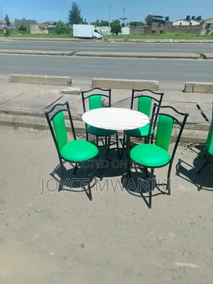 Restaurant Set, 4 Green Chairs and a Table 