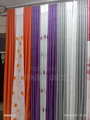 Grey,Orange and Purple Window Curtains With Matching Sheers