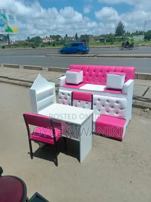 3 Seater Pedicure Seat and Manicure Set, Hot Pink and White