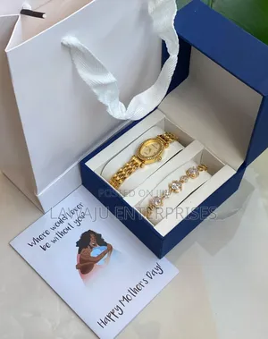 Gold Watch With Bracelet Gift Pack