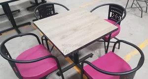 Restaurant Dining Set With Royal Purple Seating Cushions.