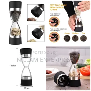 Hour Glass 2 in 1 Dual Salt Pepper Mills, Pepper Grinder