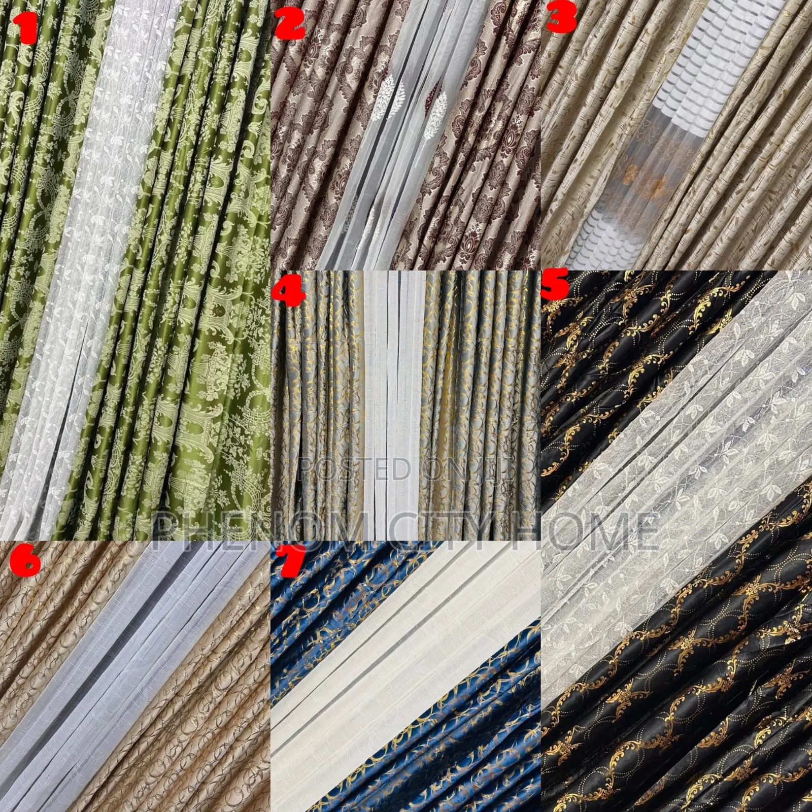 3pc Crush Print Curtains Available