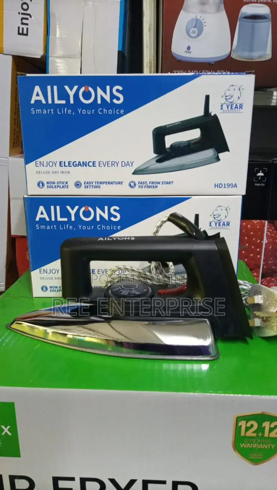 Ailyons Hd-199a Electric Dry Iron Box Silver & Black
