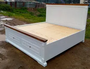 5x6 Elegant White Flat Canopy Hardwood Bed
