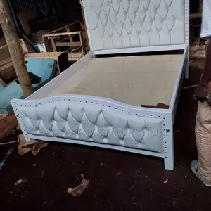 White Bed With Buttoned Velvet Panels 5*6