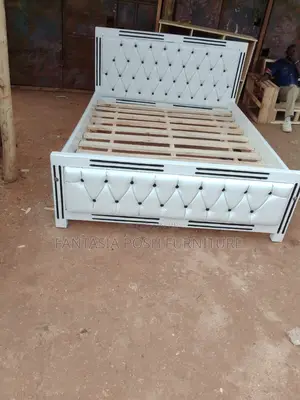 5*6 Elegant Upholstered Bed – Black White Design