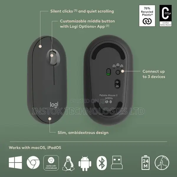 Logitech Pebble 2 Combo Wireless Keyboard Mouse