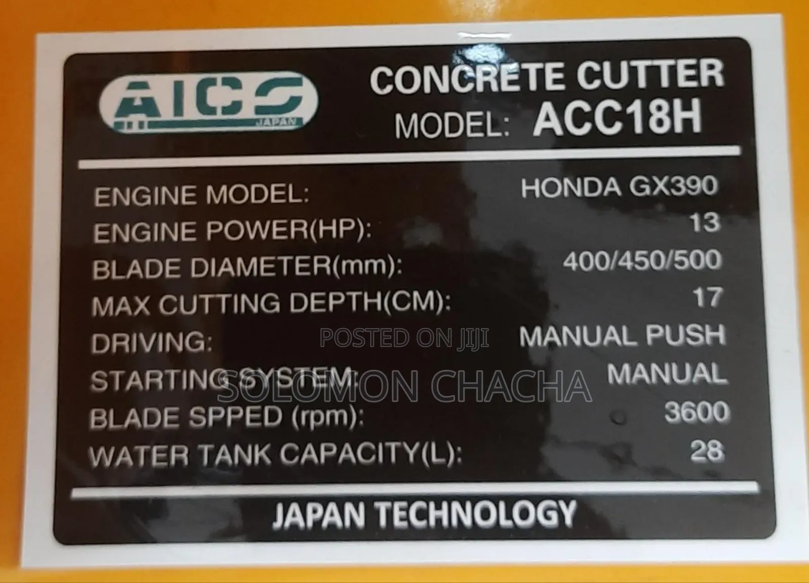 Aico Japan Concrete Cutter 18 Inches With Honda Engine Gp160