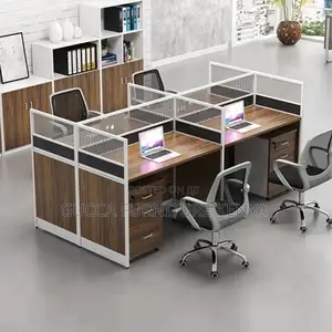 Workstations: 4 Seater Office Desk L-Shape-Modular Design