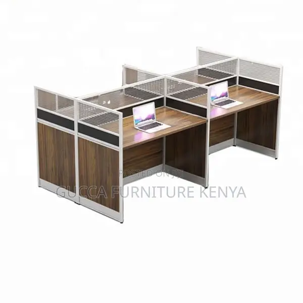 Workstations: 4 Seater Office Desk L-Shape-Modular Design