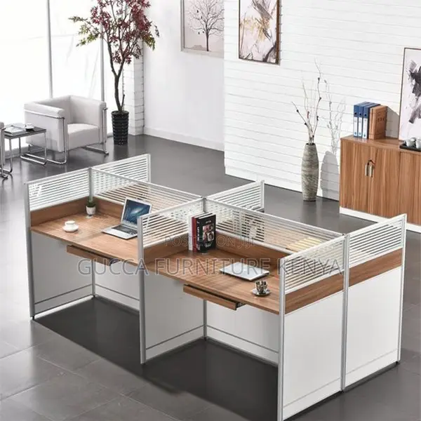 Workstations: 4 Seater Office Desk L-Shape-Modular Design