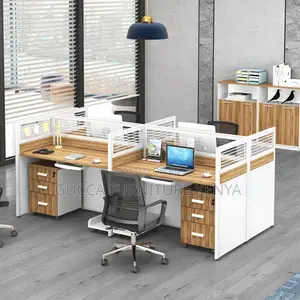 Workstations: 4 Seater Office Desk L-Shape-Modular Design
