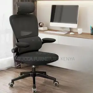 Office Chair; Adjustable Flip-Up Armrest Orthopedic Chair