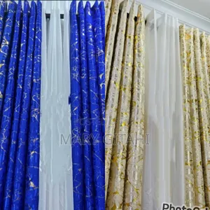  **3 Pc Marble Gold Curtains**