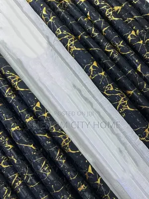 Gold Marble Luxurious 3pc Curtains