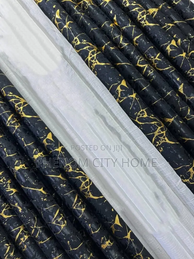Gold Marble Luxurious 3pc Curtains