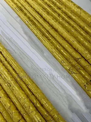 High-Quality Gold 3pc Marble Curtains