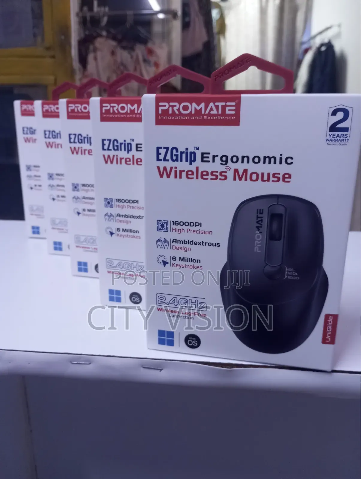 Promate 1600dpi Wireless Mouse Ezgrip Ergonomic Design