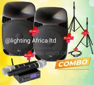 Portable (2)15" Plastic Midrange Speaker's +Dual Wireless Microphone