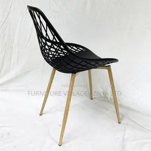 Office Chair: Plastic Back Armchair With Wooden Base