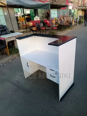 Reception Desk, Black and White With Marble Top 