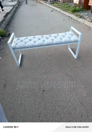 Waiting Bench, White and Grey, 3 Seater 