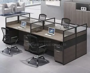 Workstations: Office 4-Way Modern Workstation Unit