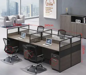 Workstations: Office 4-Way Modern Workstation Unit