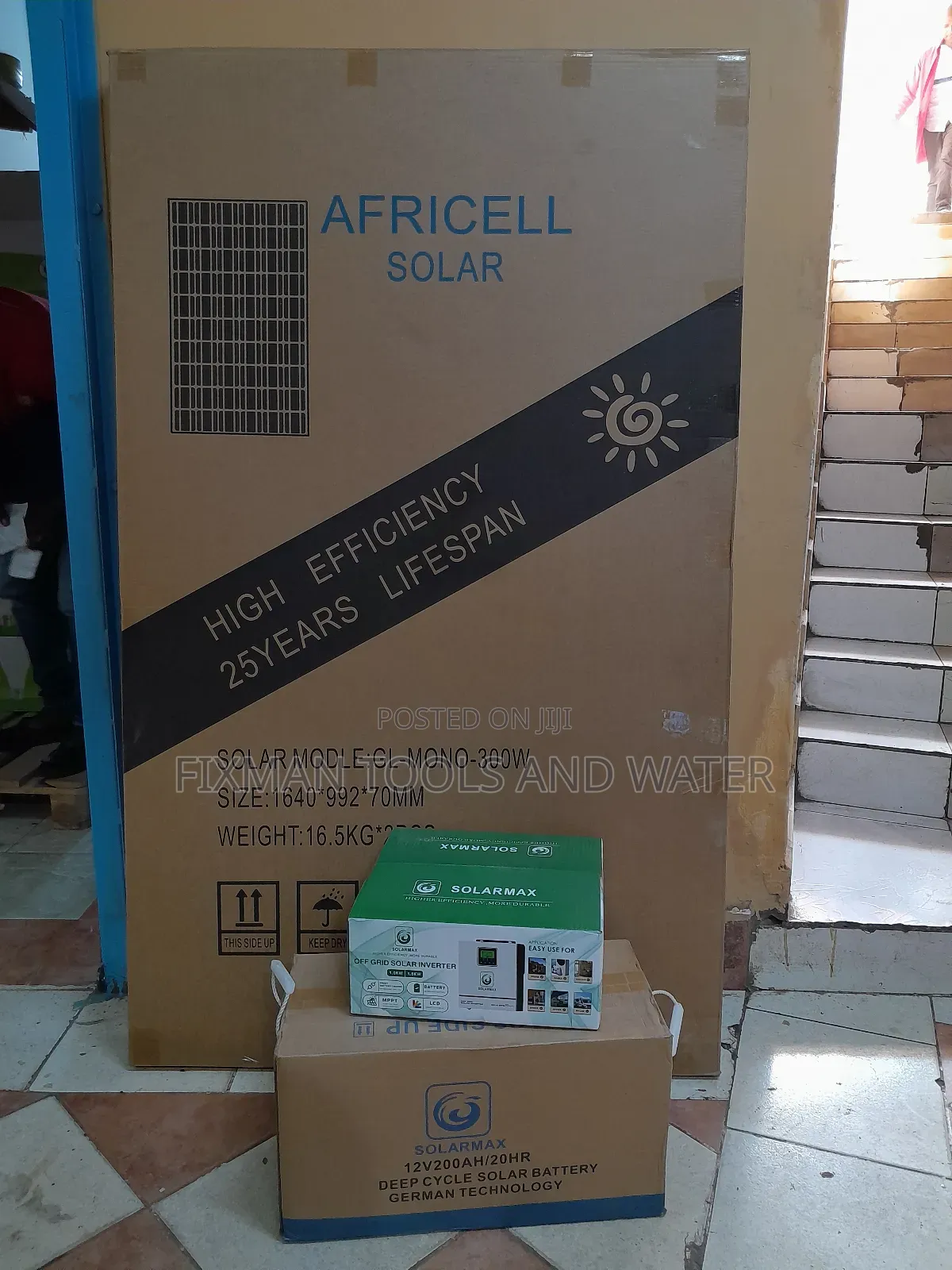 Hybrid 1kva Solar System Battery 200ah + 2 Panel 300w