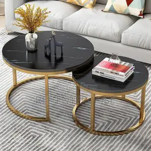 Black Marble Nesting Coffee Table (Glass Effect)