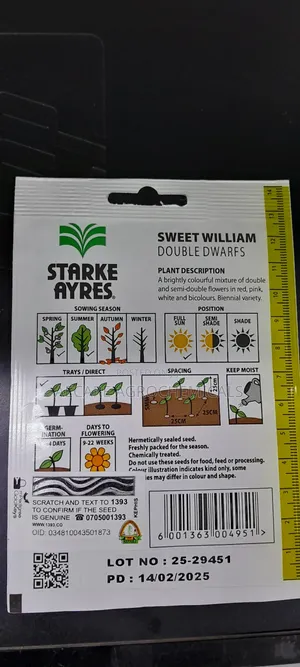 Sweet William Double Dwarfs Flowers (Starke Aryes) 0.8grams