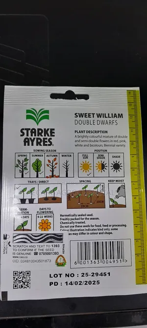 Sweet William Double Dwarfs Flowers (Starke Aryes) 0.8grams