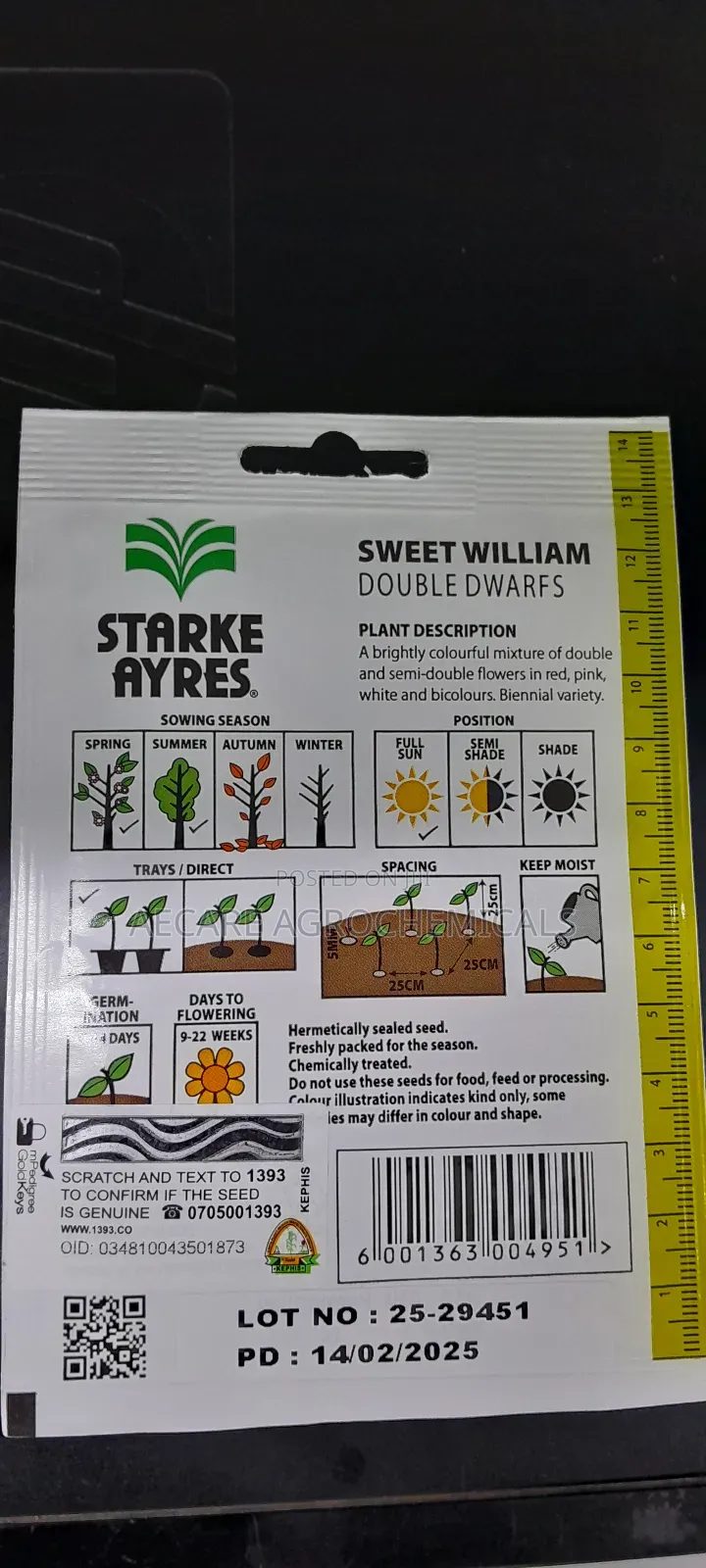 Sweet William Double Dwarfs Flowers (Starke Aryes) 0.8grams