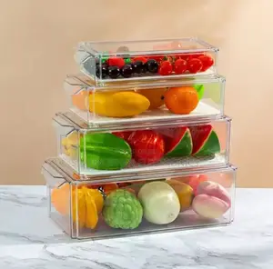 4pcs Bpa-Free Stackable Acrylic Fridge Organizer Bine