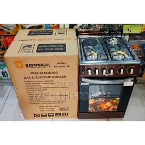 Brown Sayona 3gas+1 Electric Plate Standing Cooker