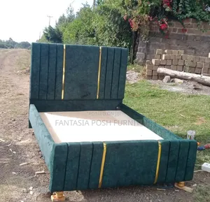 5x6 Green Velvet Queen-Size Bed - Pay on Delivery