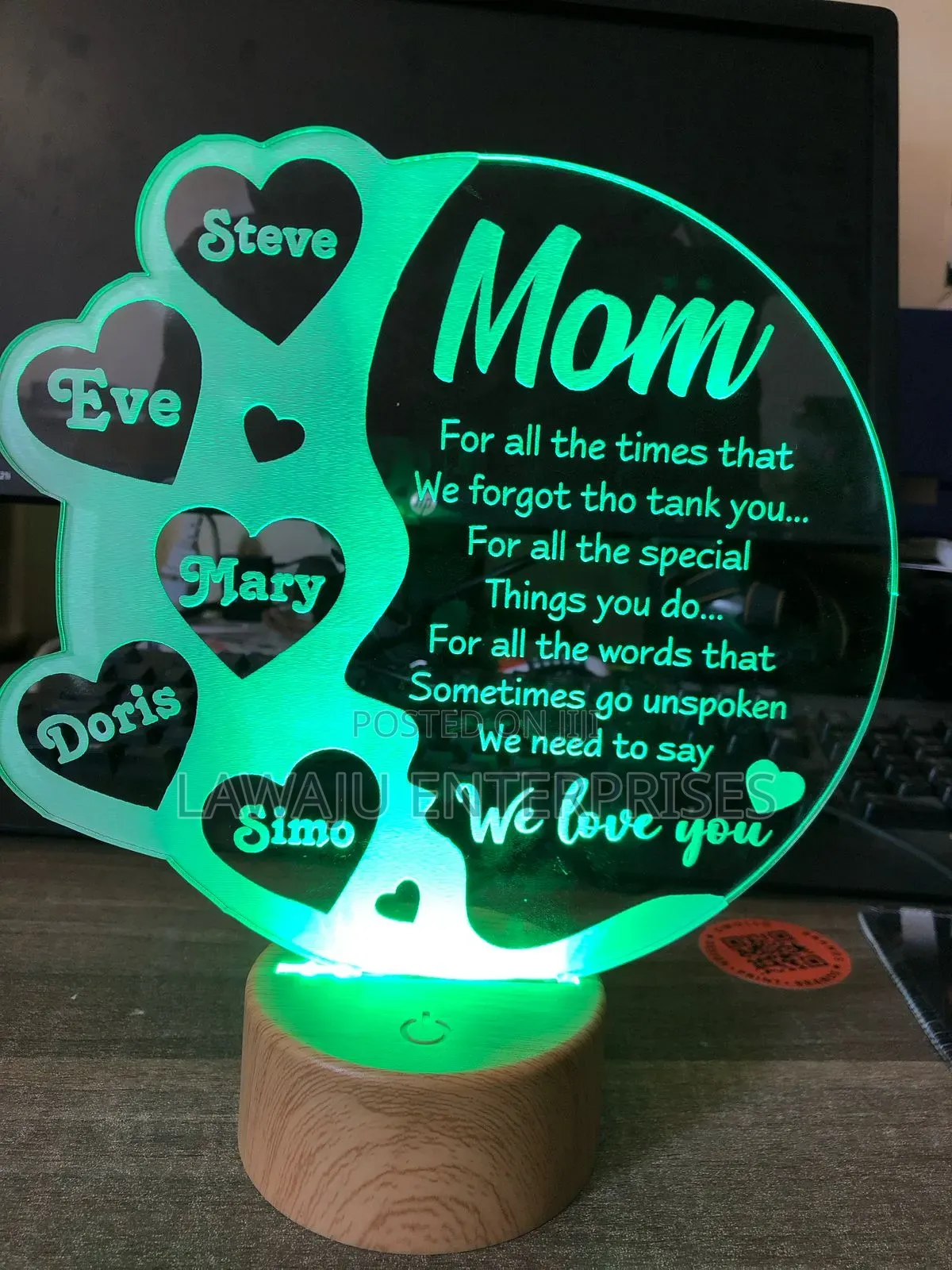 Green Personalized Acrylic Light