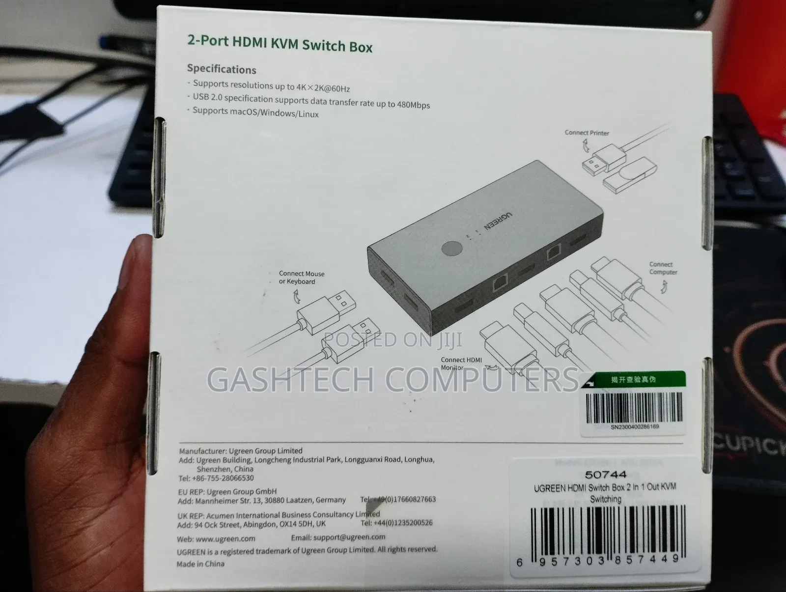 Ugreen Hdmi Switch Box 2 in 1 Out KVM Switching
