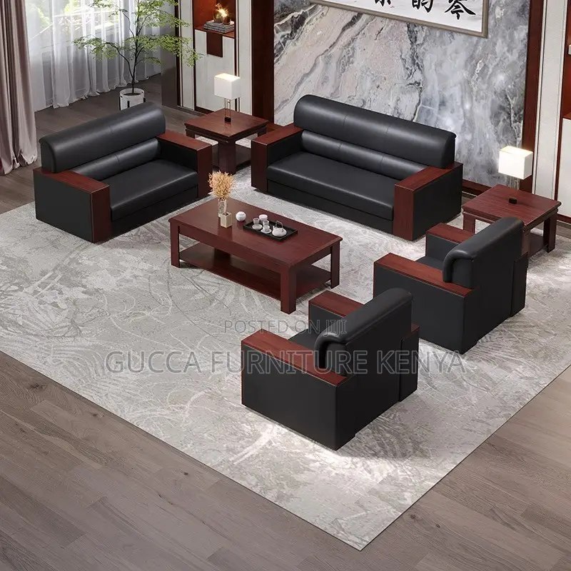 Office Sofa: 5-Seater Small Reception Room Business Sofa Set