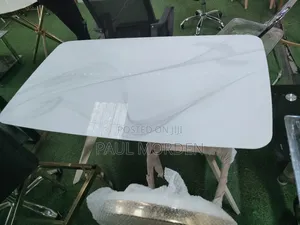 Glass Top White Dining Table